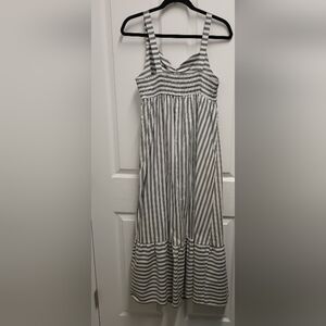 Cupshe Gray and White Striped Maxi Sundress